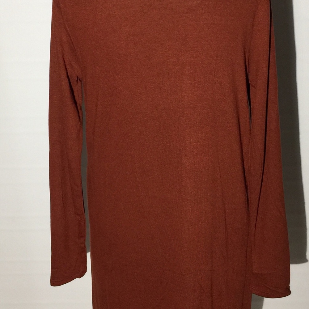New Women's Rust Orange Long Cardigan w/Pockets - Picture 5 of 7